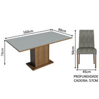 Conjunto Sala de Jantar Mesa Tampo de Madeira 6 Cadeiras Rustic/Cinza/Silver Renata Madesa