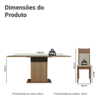Conjunto Sala de Jantar Mesa Tampo de Madeira 6 Cadeiras Rustic/Crema/Bege Augusta Madesa