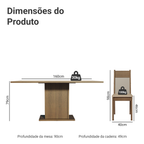 Conjunto Sala de Jantar Mesa Tampo de Madeira 6 Cadeiras Crema/Rustic/Bege Augusta Madesa