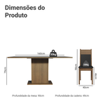 Conjunto Sala de Jantar Mesa Tampo de Madeira 6 Cadeiras Preto/Rustic Augusta Madesa