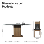 Conjunto Sala de Jantar Mesa Tampo de Vidro 6 Cadeiras Preto/Rustic Francine Madesa
