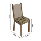 Conjunto Sala de Jantar Mesa Tampo de Vidro 6 Cadeiras Rustic/Crema/Bege Marrom Yolanda Madesa