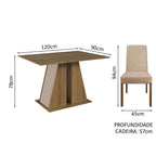 Conjunto Sala de Jantar Mesa Tampo de Madeira 6 Cadeiras Rustic/Crema/Imperial Cheryl Madesa