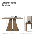 Conjunto Sala de Jantar Mesa Tampo de Madeira 6 Cadeiras Rustic/Crema/Bege Wendy Madesa