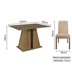 Conjunto Sala de Jantar Mesa Tampo de Madeira 6 Cadeiras Rustic/Imperial Cheryl Madesa