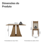 Conjunto Sala de Jantar Mesa Tampo de Madeira 6 Cadeiras Rustic/Bege Beverly Madesa