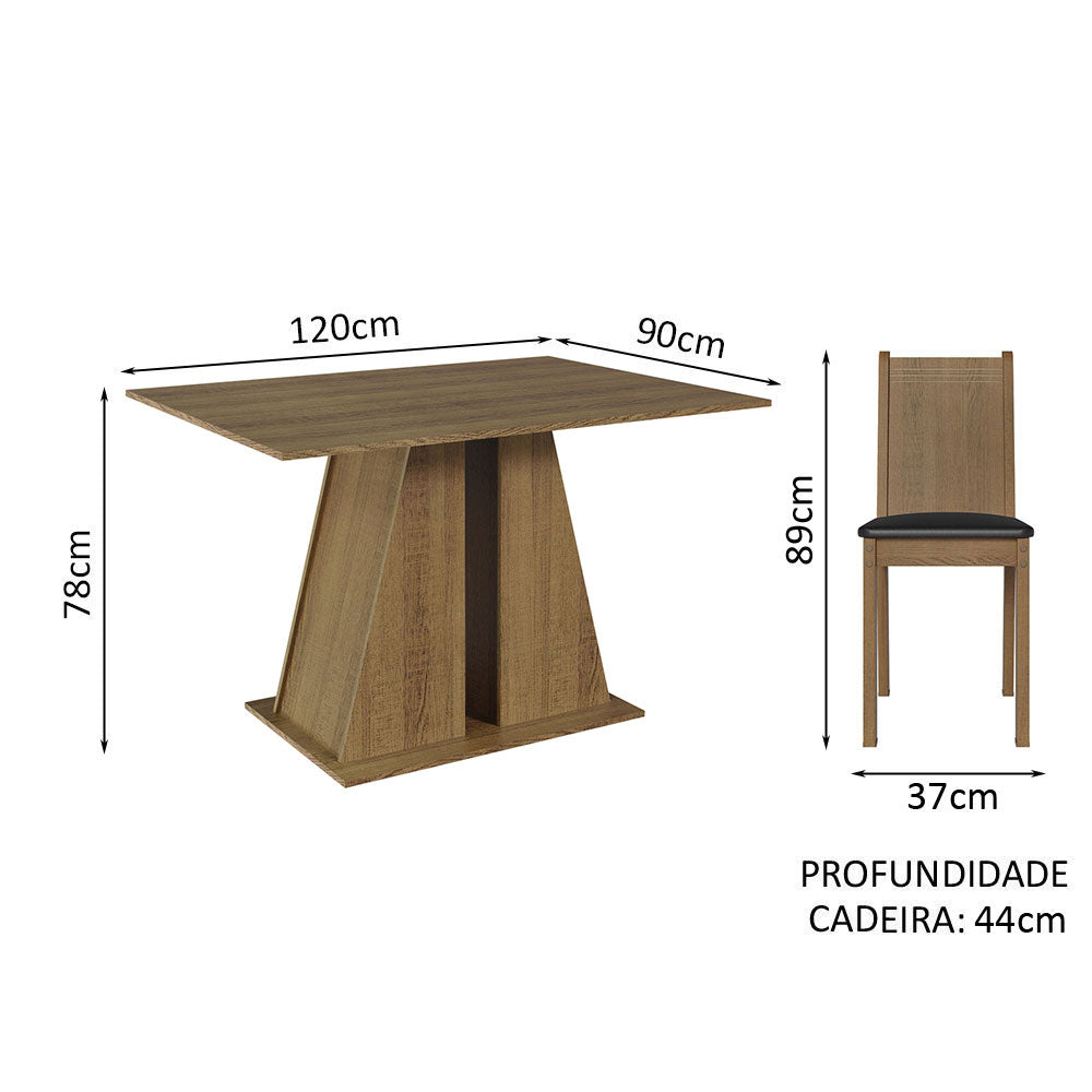 Conjunto Sala de Jantar Mesa Tampo de Madeira 6 Cadeiras Rustic/Preto Sharon Madesa