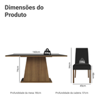 Conjunto Sala de Jantar Mesa Tampo de Vidro  6 Cadeiras Rustic/Preto/Oxford Patricia Madesa