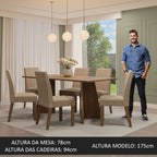 Conjunto Sala de Jantar Mesa Tampo de Madeira 6 Cadeiras Rustic/Crema/Imperial Simone Madesa