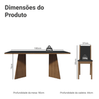 Conjunto Sala de Jantar Mesa Tampo de Vidro 6 Cadeiras Rustic/Preto Viola Madesa