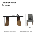 Conjunto Sala de Jantar Tampo de Madeira 6 Cadeiras Rustic/Preto/Silver Minsk Madesa