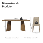 Conjunto Sala de Jantar Tampo de Madeira 6 Cadeiras Rustic/Crema/Imperial York Madesa