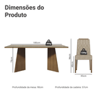 Conjunto Sala de Jantar Tampo de Vidro 6 Cadeiras Rustic/Crema/Imperial Siena Madesa