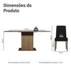 Conjunto Sala de Jantar Tampo de Vidro 6 Cadeiras Rustic/Oxford Dália Madesa