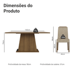 Conjunto Sala de Jantar Tampo de Vidro 6 Cadeiras Rustic/Crema/Imperial Tulipa Madesa