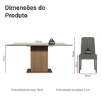 Conjunto Sala de Jantar Tampo de Madeira 6 Cadeiras Rustic/Cinza/Silver Bosque Madesa