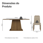 Conjunto Sala de Jantar Tampo de Vidro 6 Cadeiras Rustic/Branco/Imperial Avenca Madesa