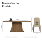 Conjunto Sala de Jantar Tampo de Madeira 6 Cadeiras Rustic/Branco/Imperial Assis Madesa
