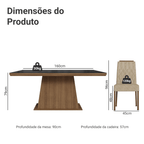 Conjunto Sala de Jantar Tampo com Vidro 6 Cadeiras Rustic/Preto/Imperial Colmar Madesa