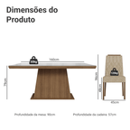 Conjunto Sala de Jantar Tampo com Vidro 6 Cadeiras Rustic/Branco/Imperial Colmar Madesa