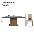 Conjunto Sala de Jantar Tampo de Madeira 6 Cadeiras Rustic/Preto/Imperial Grasse Madesa