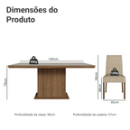 Conjunto Sala de Jantar Tampo de Madeira 6 Cadeiras Rustic/Crema/Imperial Grasse Madesa
