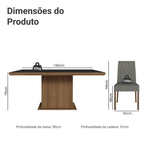 Conjunto Sala de Jantar Tampo de Madeira 6 Cadeiras Rustic/Preto/Silver Luso Madesa