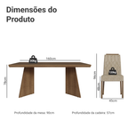Conjunto Sala de Jantar Tampo de Madeira 6 Cadeiras Rustic/Imperial Sarlat Madesa