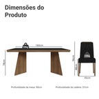 Conjunto Sala de Jantar Tampo de Madeira 6 Cadeiras Rustic/Preto/Oxford Sarlat Madesa