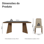 Conjunto Sala de Jantar Tampo de Madeira 6 Cadeiras Rustic/Preto/Imperial Sarlat Madesa