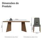 Conjunto Sala de Jantar Tampo de Madeira 6 Cadeiras Rustic/Branco/Silver Sarlat Madesa