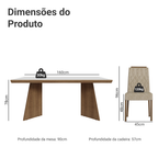 Conjunto Sala de Jantar Tampo de Madeira 6 Cadeiras Rustic/Branco/Imperial Sarlat Madesa