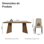 Conjunto Sala de Jantar Tampo de Madeira 6 Cadeiras Rustic/Cinza/Imperial Sarlat Madesa