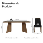 Conjunto Sala de Jantar Tampo com Vidro 6 Cadeiras Rustic/Oxford Pienza Madesa