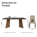 Conjunto Sala de Jantar Tampo com Vidro 6 Cadeiras Rustic/Preto/Imperial Pienza Madesa