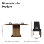 Conjunto Sala de Jantar Mesa Tampo de Madeira 8 Cadeiras Rustic/Oxford Doris Madesa