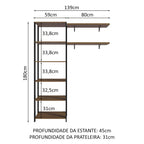 Estante Multiuso + Prateleiras para Lavanderia 139cm Rustic/Preto Madesa