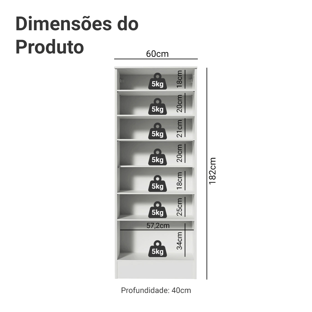 Armário Multiuso 60 cm 1 porta Branco Madesa