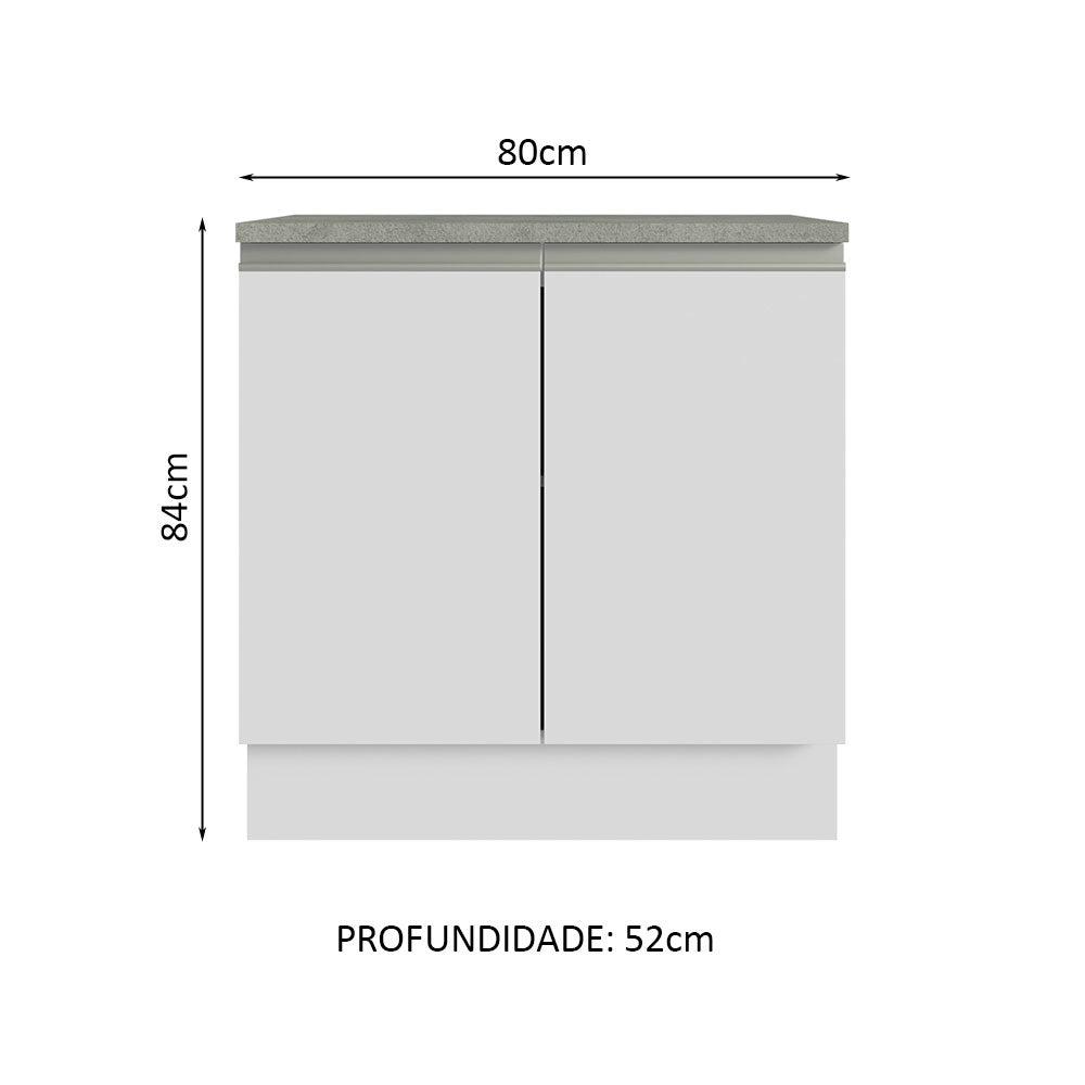 Armário Gabinete para Banheiro 80cm 2 Portas Branco Madesa