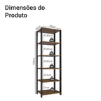 Armário Estante Multiuso Organizador Despensa 5 Prateleiras 59cm Rustic/Preto Madesa