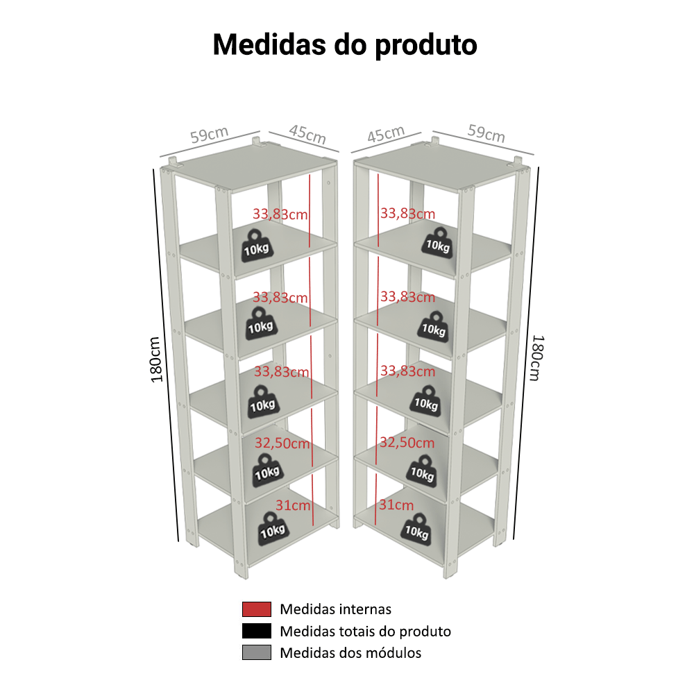 Armário Estante Multiuso Organizador de Canto 10 Prateleiras 118cm Rustic/Preto Madesa