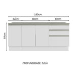 Armário Gabinete para Banheiro 180cm 3 Portas 3 Gavetas Branco Madesa