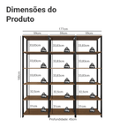 Armário Estante Multiuso Organizador Despensa 15 Prateleiras 177cm Rustic/Preto Madesa