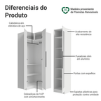 Guarda-Roupa Modulado de Canto 3 Portas com Espelhos Branco Neo Madesa