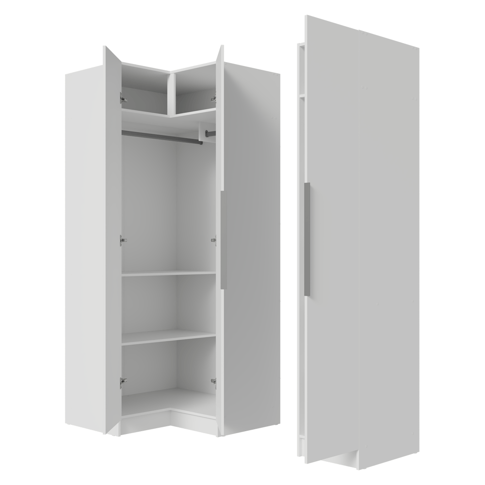 Guarda-Roupa Modulado de Canto 3 Portas Branco Neo Madesa
