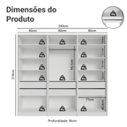 Guarda-Roupa Modulado 240 cm 6 Portas 6 Gavetas Branco Neo Madesa 03