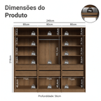 Guarda-Roupa Modulado 240 cm 6 Portas 6 Gavetas Rustic/Crema Neo Madesa 03