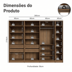 Guarda-Roupa Modulado 280 cm 7 Portas 4 Gavetas Rustic/Crema Neo Madesa 01