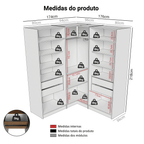 Guarda-Roupa Modulado de Canto 350 cm 6 Portas 4 Gavetas Rustic/Crema Neo Madesa 01
