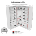 Guarda-Roupa Modulado de Canto 350 cm 6 Portas com Espelhos 4 Gavetas Branco Neo Madesa 02